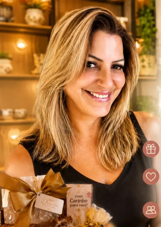 Adriana, fundadora da Drica Cestas & Chocolates